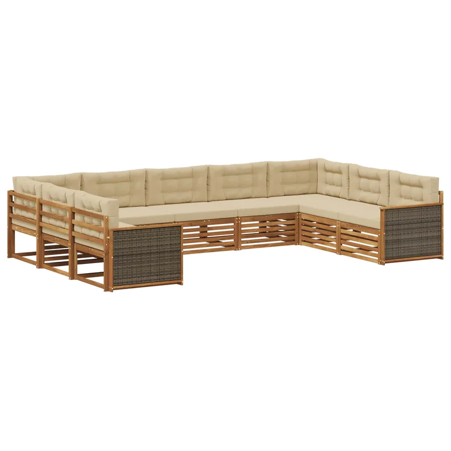 Ensemble de canapés d'extérieur 9 pcs Naturel et Beige - 2