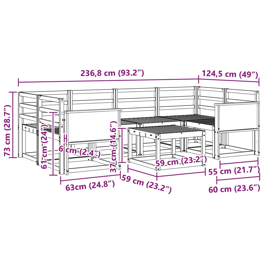 Ensemble de canapés d'extérieur 5 pcs Naturel - 8