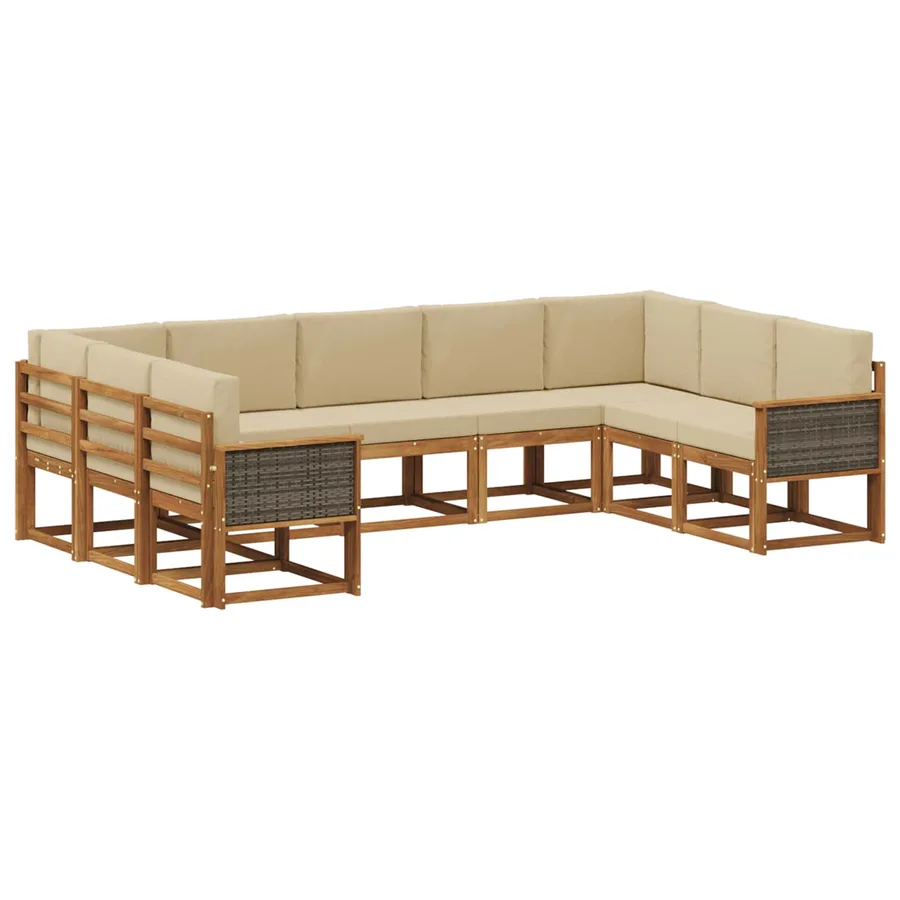 Ensemble de canapés d'extérieur 9 pcs Naturel et Beige - 2