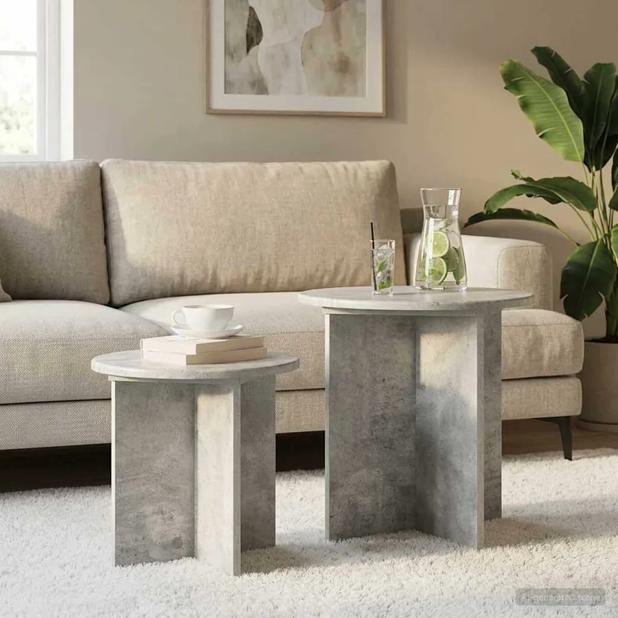 Ensemble de tables d'appoint 2 pcs Gris béton Bois d’ingénierie
