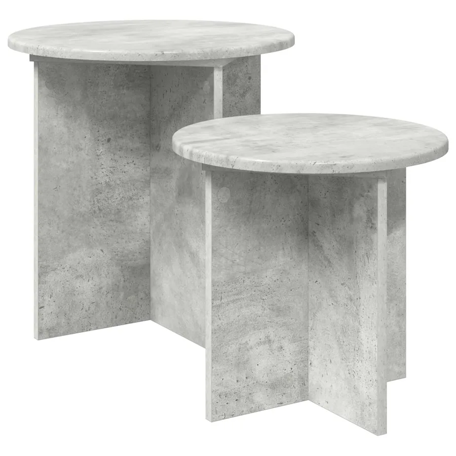 Ensemble de tables d'appoint 2 pcs Gris béton Bois d’ingénierie - 2