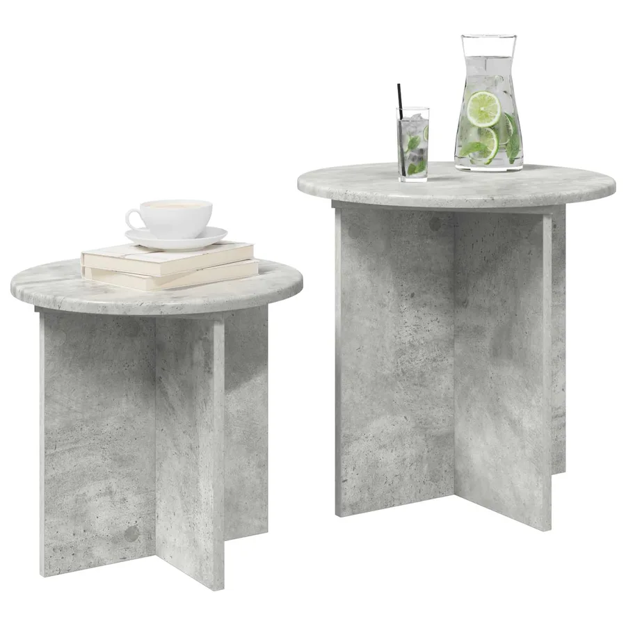 Ensemble de tables d'appoint 2 pcs Gris béton Bois d’ingénierie - 3