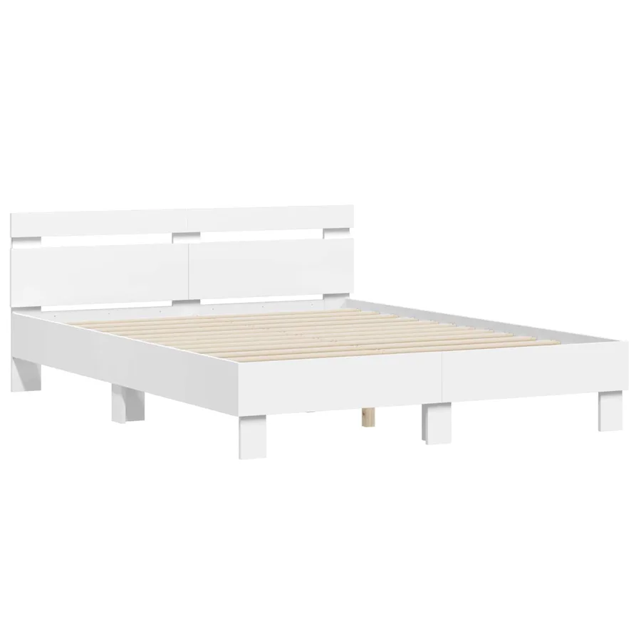 Cadre de lit avec LED Blanc 152 x 203 cm Bois d'ingénierie - 4
