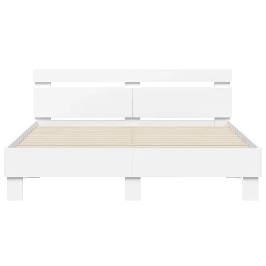 Cadre de lit avec LED Blanc 152 x 203 cm Bois d'ingénierie - 6