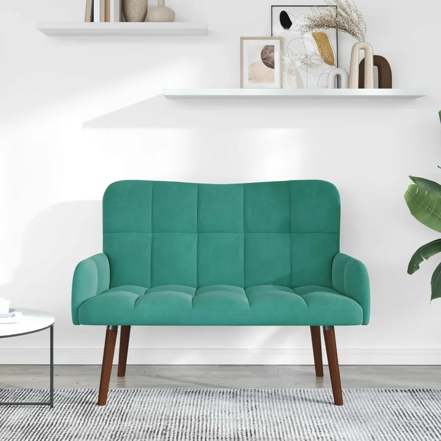 Sofa 2 places Turquoise 115 x 61 x 87 cm Velours - 3