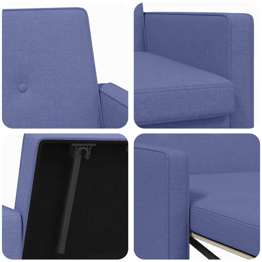 Canapé-lit escamotable Bleu denim Tissu - 10