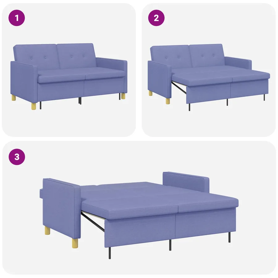 Canapé-lit escamotable Bleu denim Tissu - 12