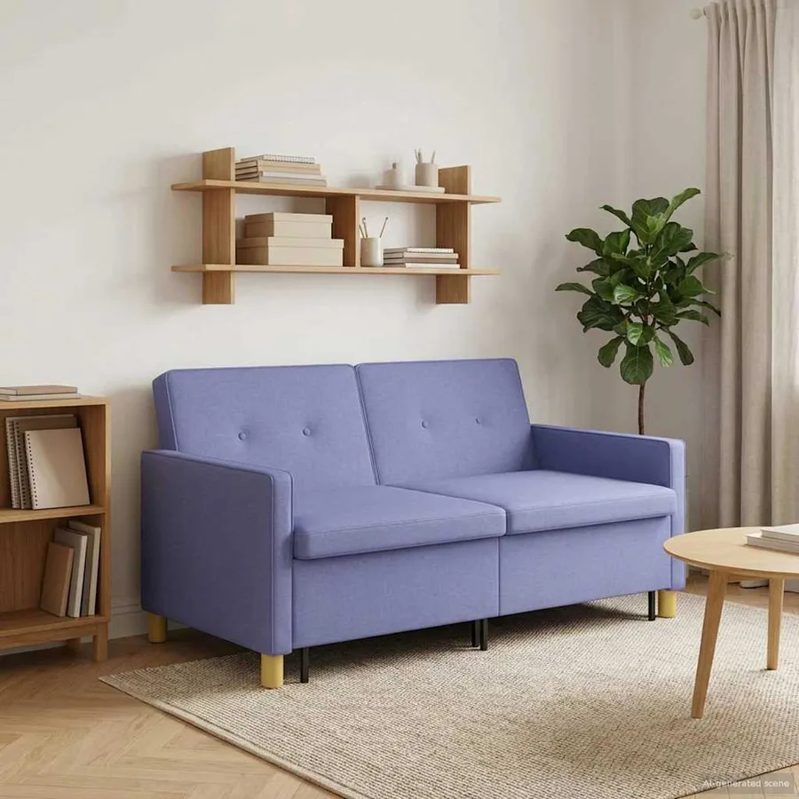 Canapé-lit escamotable Bleu denim Tissu - 3