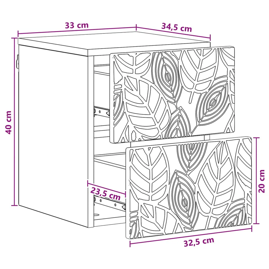 Cabinet de chevet mural 2 pcs Blanc 34,5 x 33 x 40 cm - 11