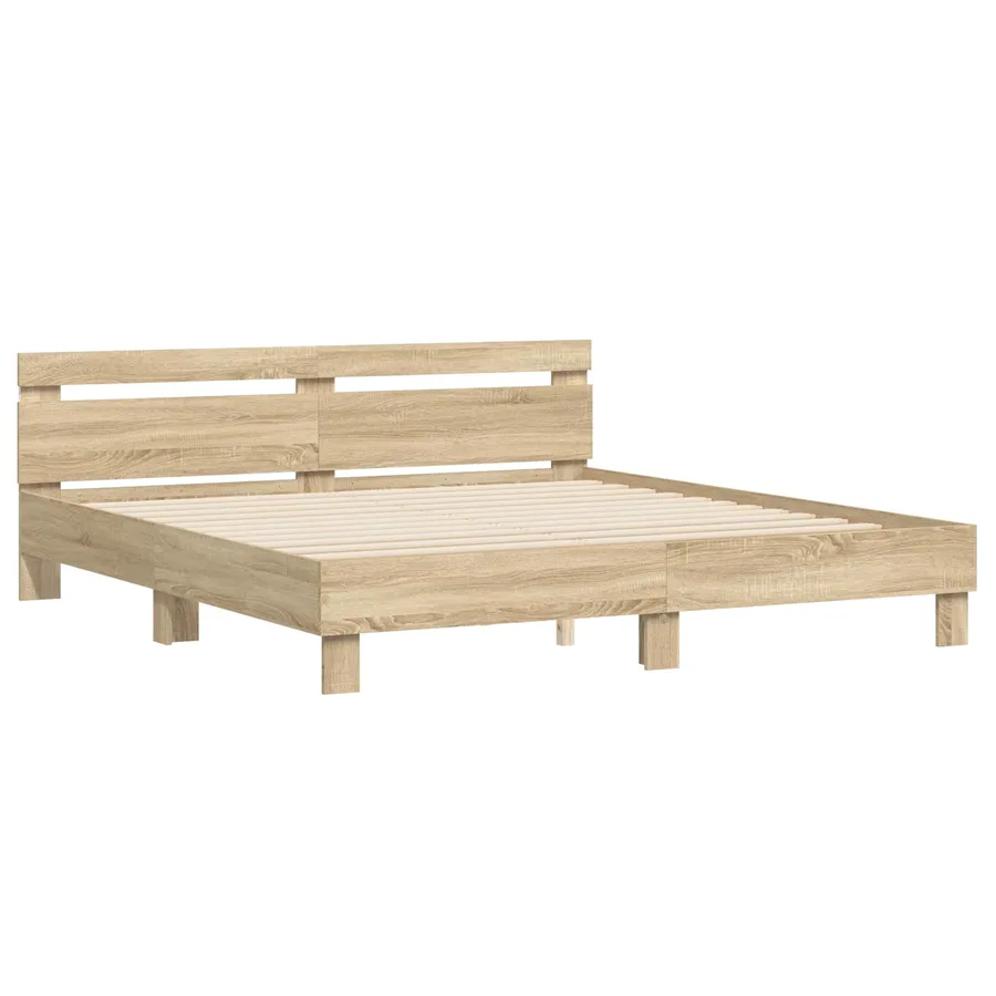 Cadre de lit avec LED Sonoma 193 x 203 cm Bois d'ingénierie - 5