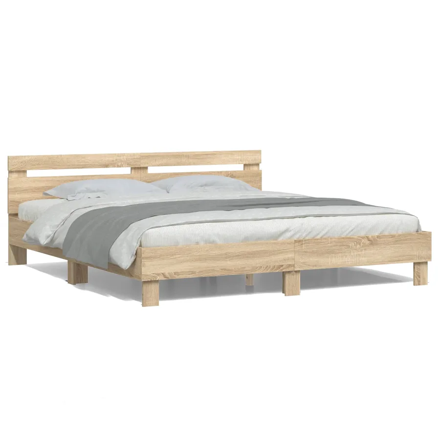 Cadre de lit avec LED Sonoma 193 x 203 cm Bois d'ingénierie - 6