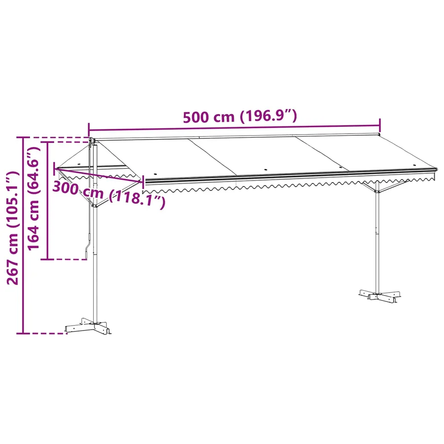 Auvent autoportant Anthracite 5 x 3 m Polyester - 11