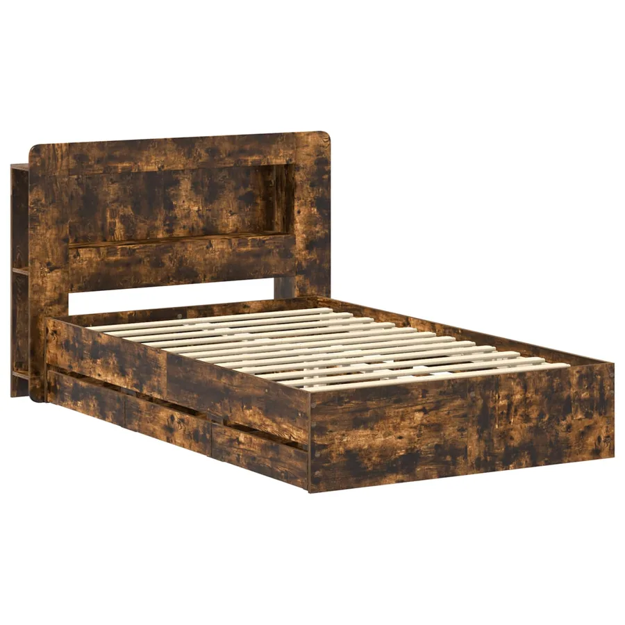Cadre de lit avec rangement Chêne fumé 120 x 190 cm - 3