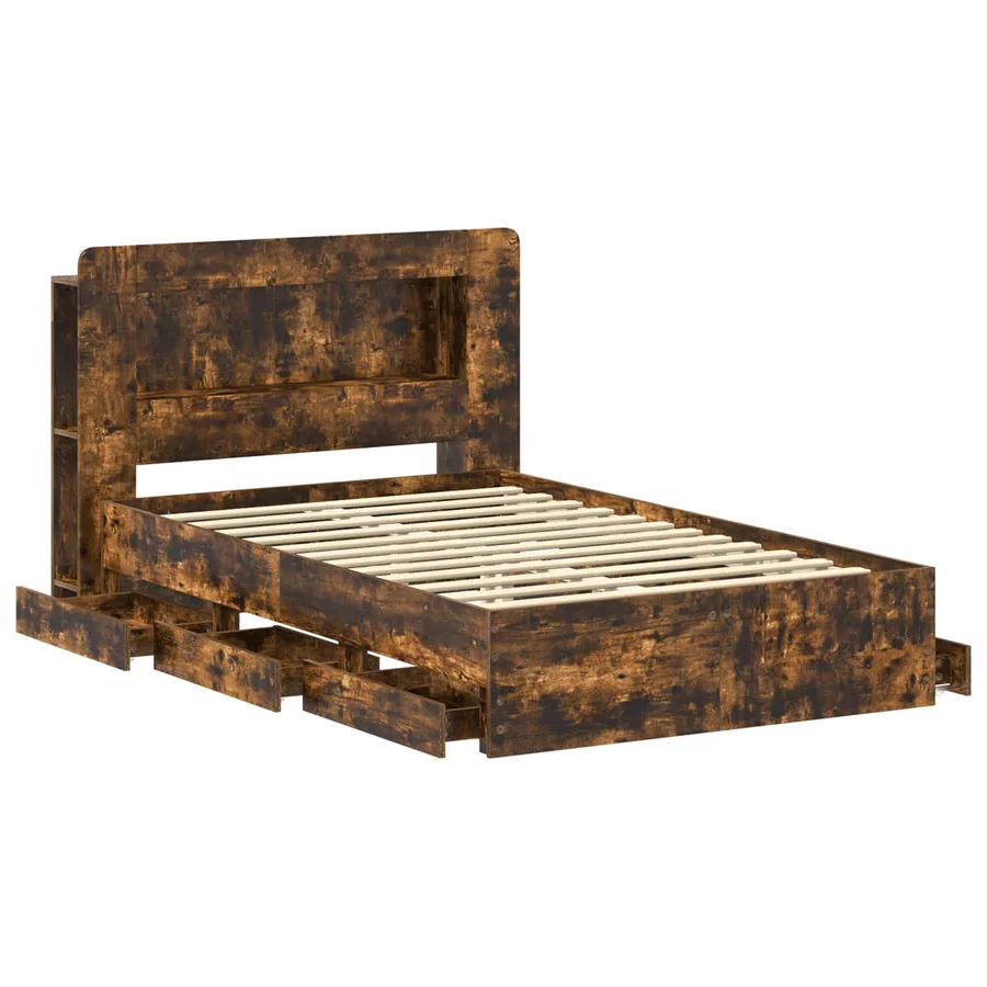 Cadre de lit avec rangement Chêne fumé 120 x 190 cm - 4
