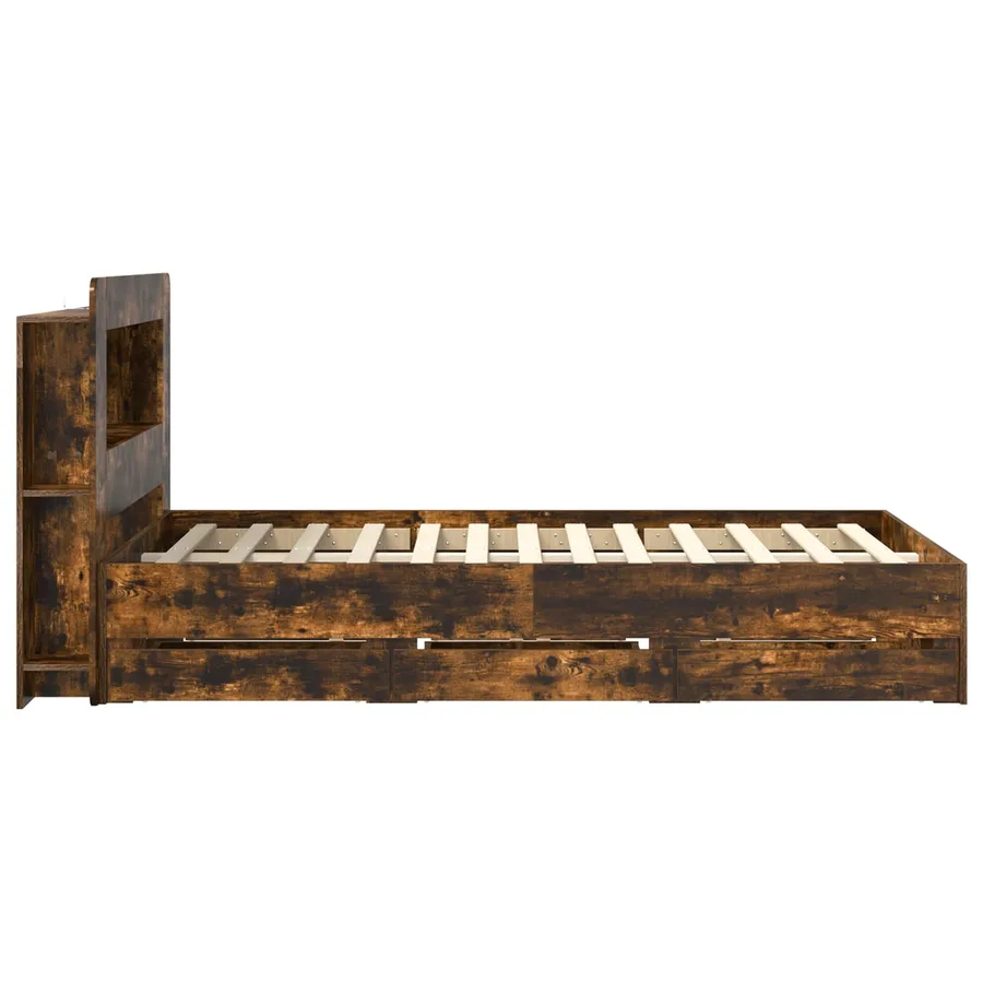 Cadre de lit avec rangement Chêne fumé 120 x 190 cm - 5