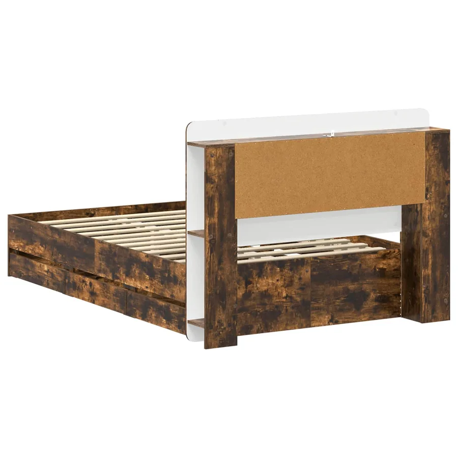 Cadre de lit avec rangement Chêne fumé 120 x 190 cm - 6