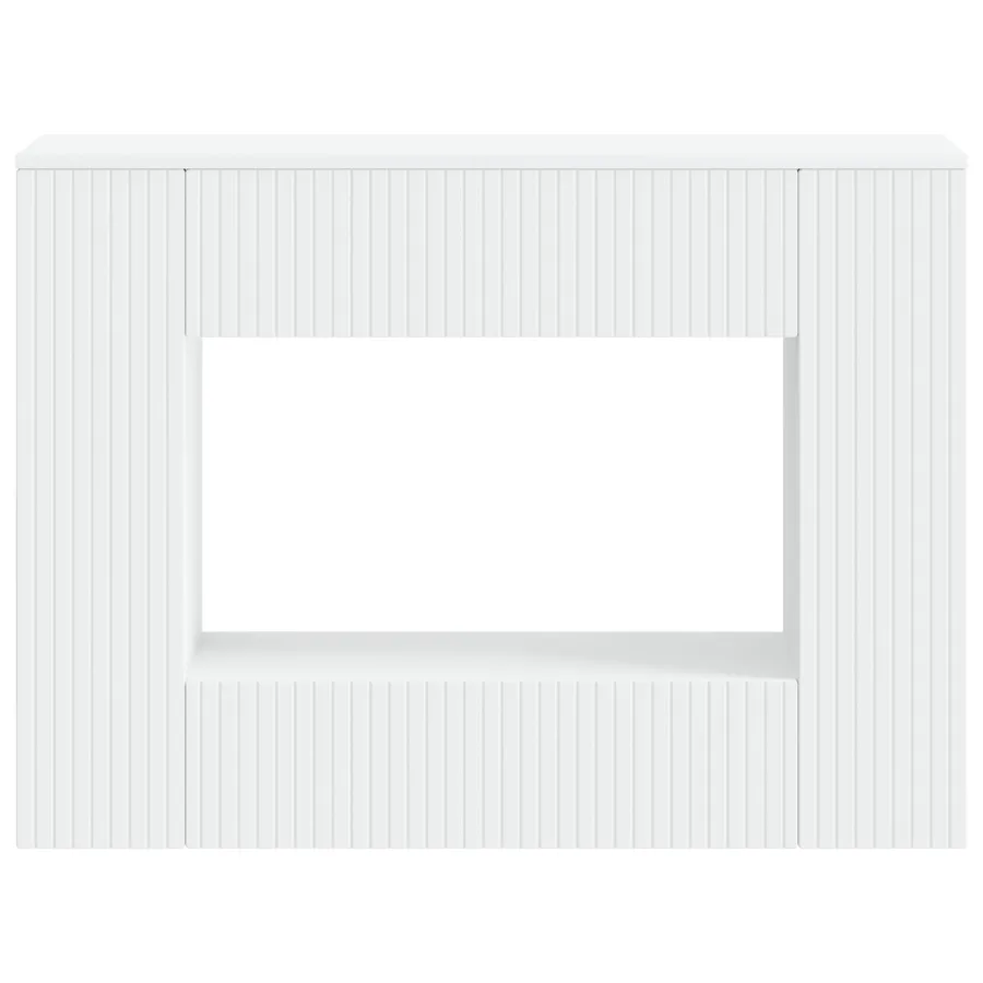 Table console Rayé Blanc 101 x 29 x 74 cm Bois d’ingénierie - 5