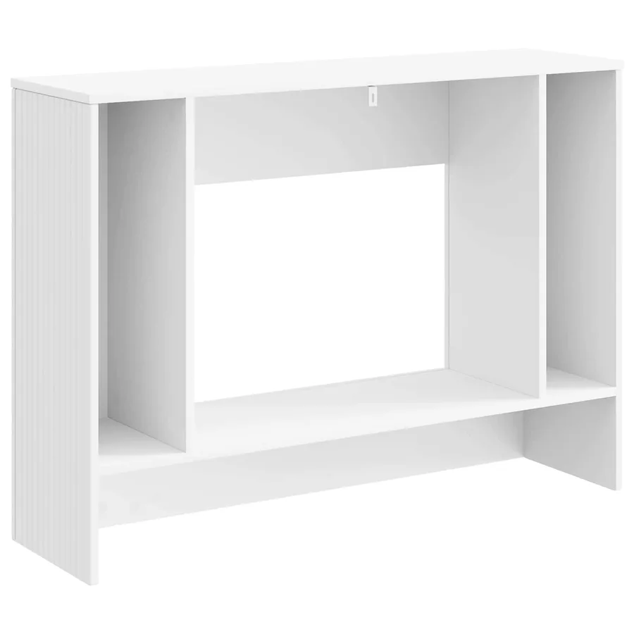 Table console Rayé Blanc 101 x 29 x 74 cm Bois d’ingénierie - 7