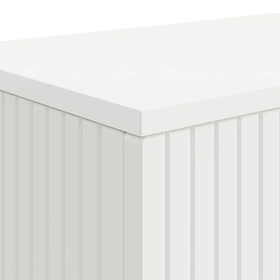 Table console Rayé Blanc 101 x 29 x 74 cm Bois d’ingénierie - 8