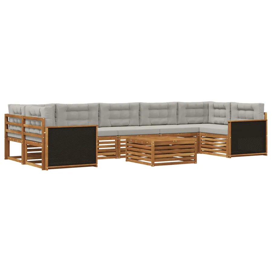 Ensemble de canapés d'extérieur 8 pcs Naturel et gris clair - 2