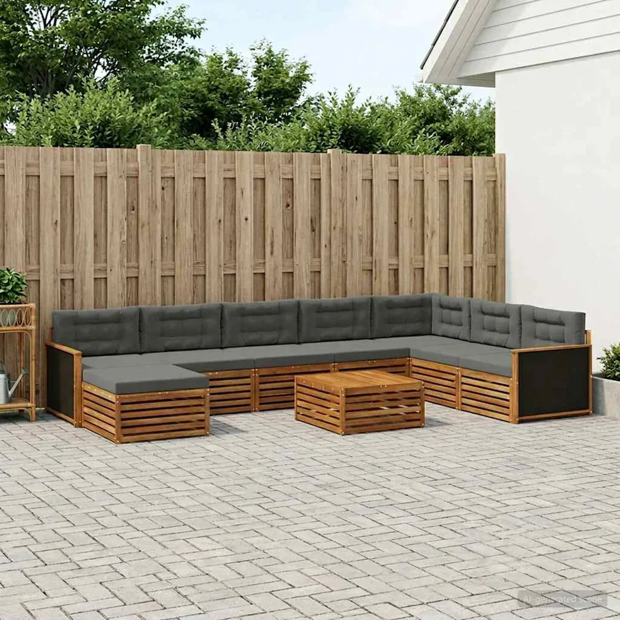 Ensemble de canapés d'extérieur 9 pcs Naturel et Anthracite