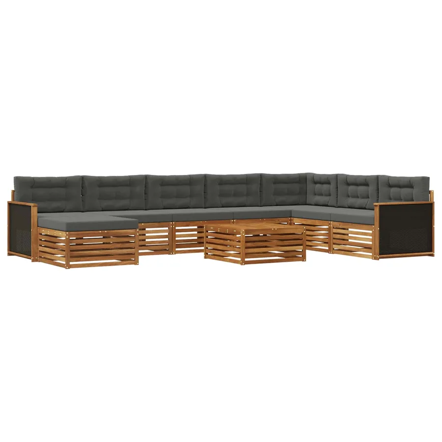 Ensemble de canapés d'extérieur 9 pcs Naturel et Anthracite - 2