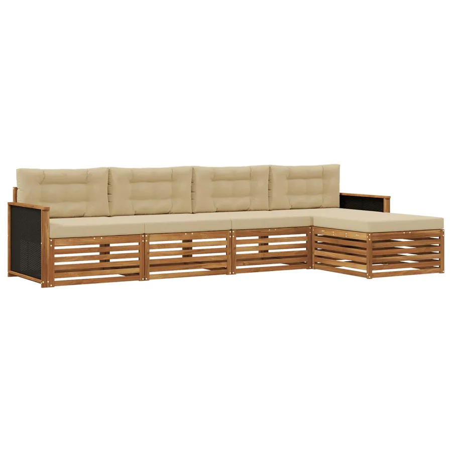 Ensemble de canapés d'extérieur 5 pcs Naturel et Beige - 2