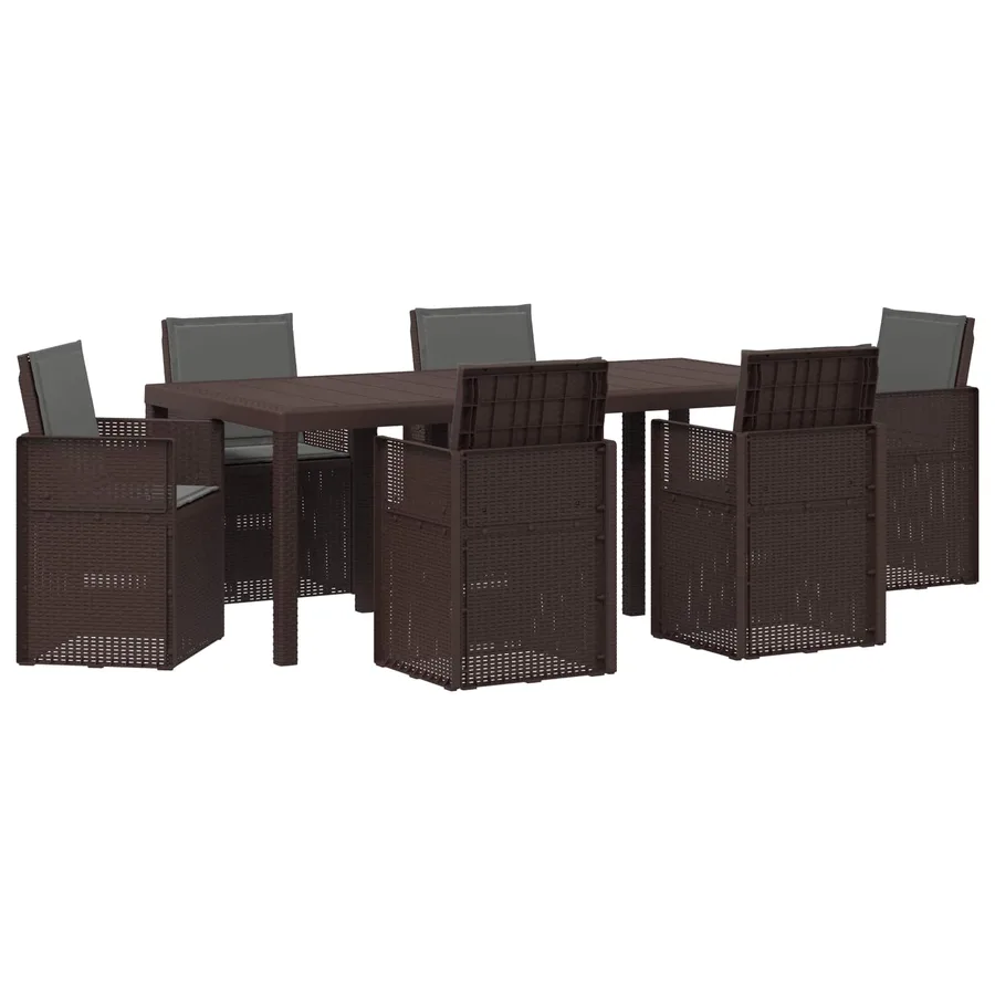 Ensemble de salle à manger pour jardin avec coussin 7 pcs PP - 2