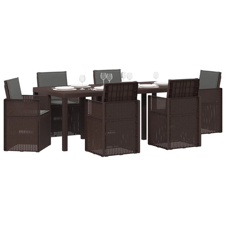 Ensemble de salle à manger pour jardin avec coussin 7 pcs PP - 3