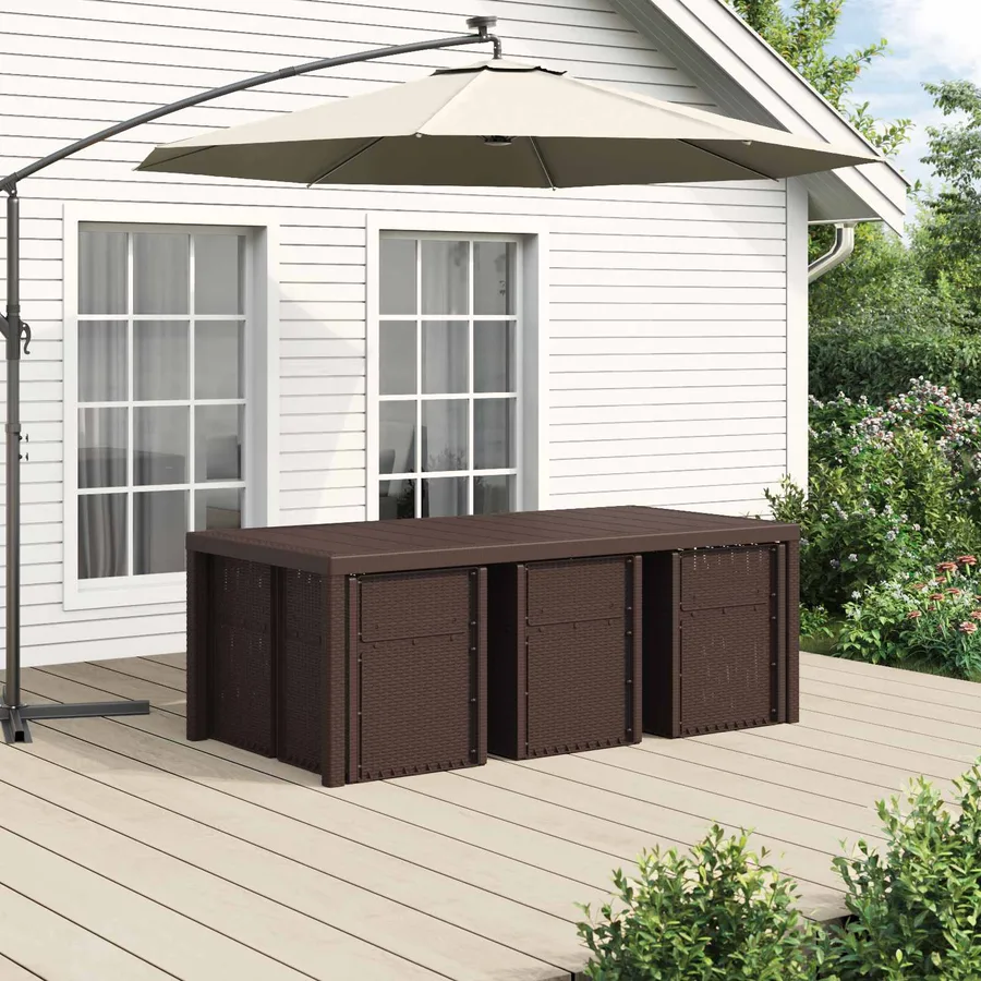 Ensemble de salle à manger pour jardin avec coussin 7 pcs PP - 4