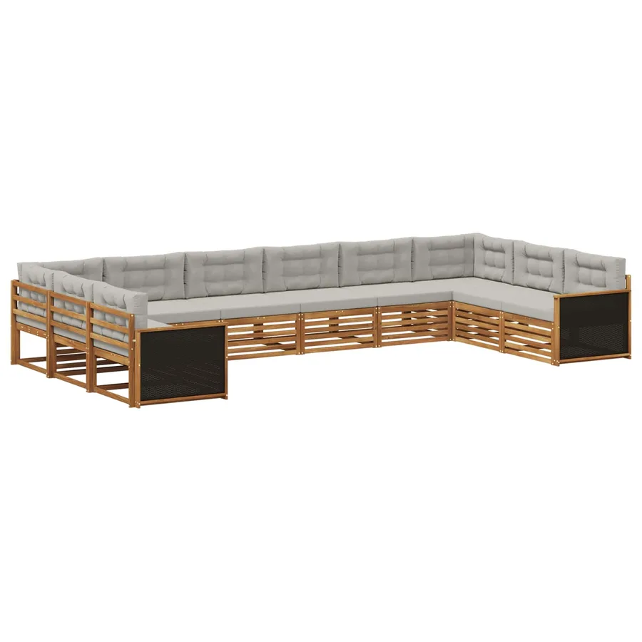 Ensembles de canapés avec coussin 10 pcs Bois d'Acacia Massif - 2