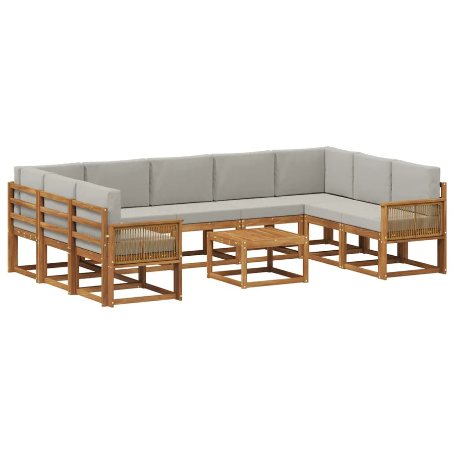 Ensemble de canapés d'extérieur 10 pcs Naturel et gris clair - 2