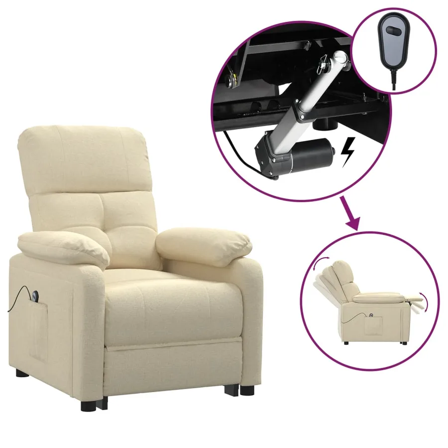 Fauteuil inclinable électrique Crème Tissu - 2