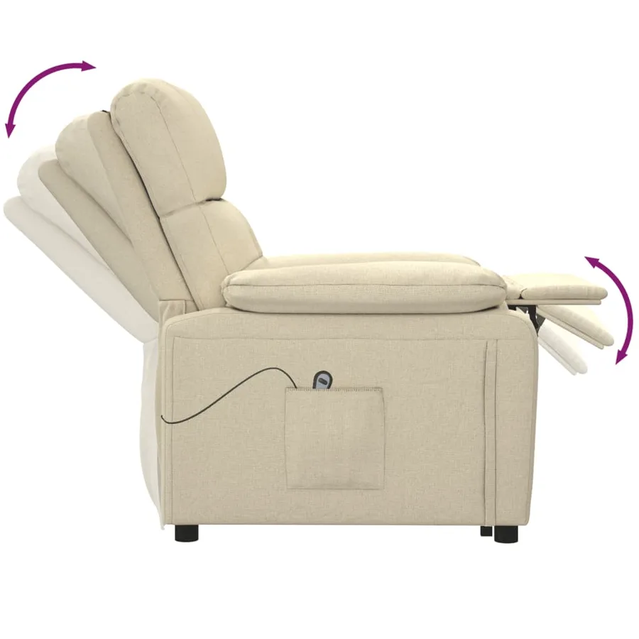Fauteuil inclinable électrique Crème Tissu - 7