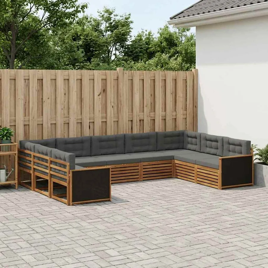 Ensemble de canapés d'extérieur 9 pcs Naturel et Anthracite