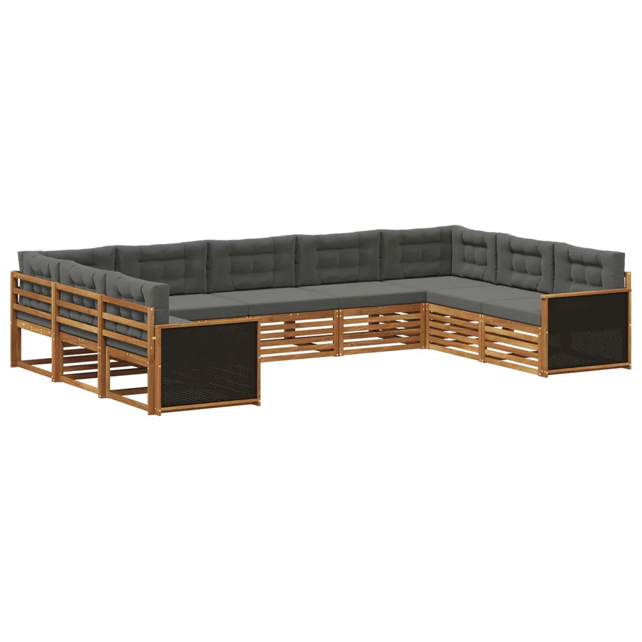 Ensemble de canapés d'extérieur 9 pcs Naturel et Anthracite - 2