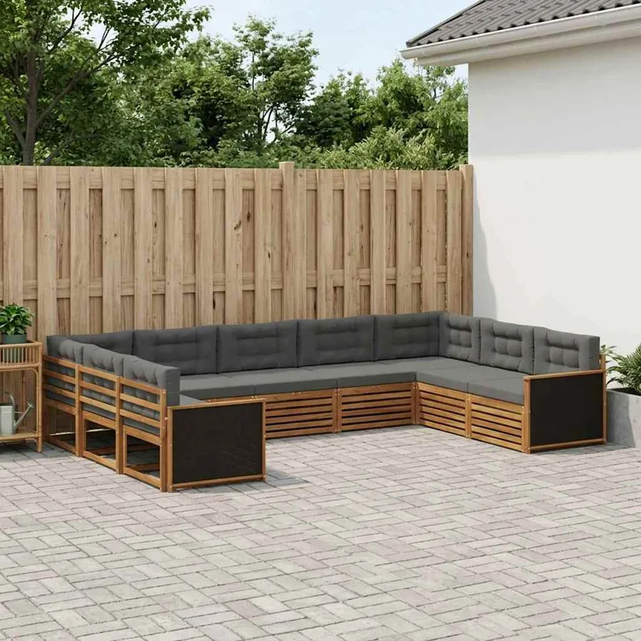 Ensemble de canapés d'extérieur 9 pcs Naturel et Anthracite - 3