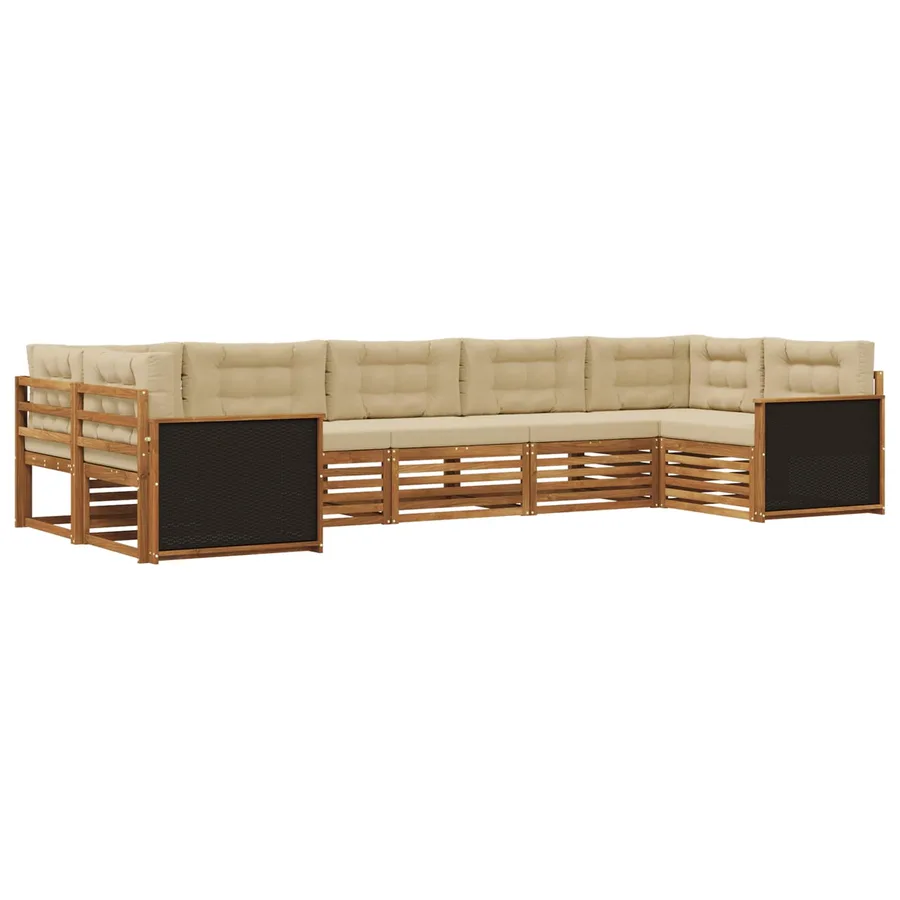 Ensemble de canapés d'extérieur 7 pcs Naturel et Beige - 2