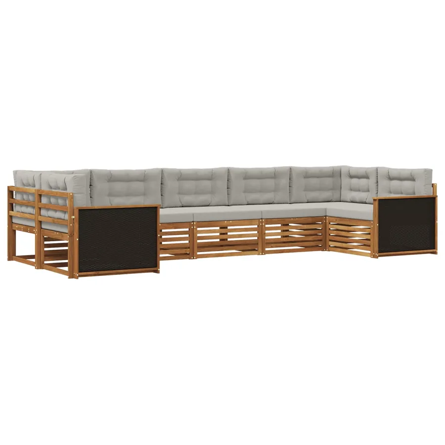 Ensemble de canapés d'extérieur 7 pcs Naturel et gris clair - 2