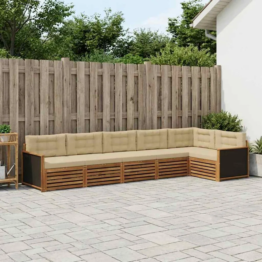 Ensemble de canapés d'extérieur 6 pcs Naturel et Beige