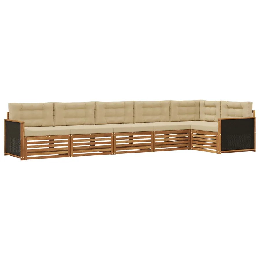 Ensemble de canapés d'extérieur 6 pcs Naturel et Beige - 2