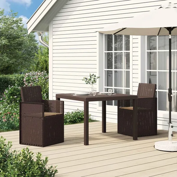 Chaises de jardin salle à manger 2 pcs Marron et taupe PP