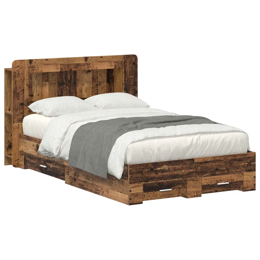 Cadre de lit avec rangement Bois ancien 120 x 190 cm - 2