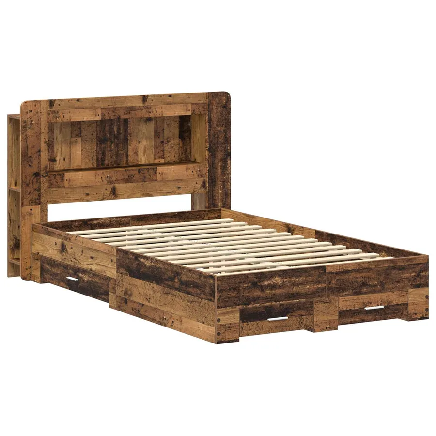 Cadre de lit avec rangement Bois ancien 120 x 190 cm - 3