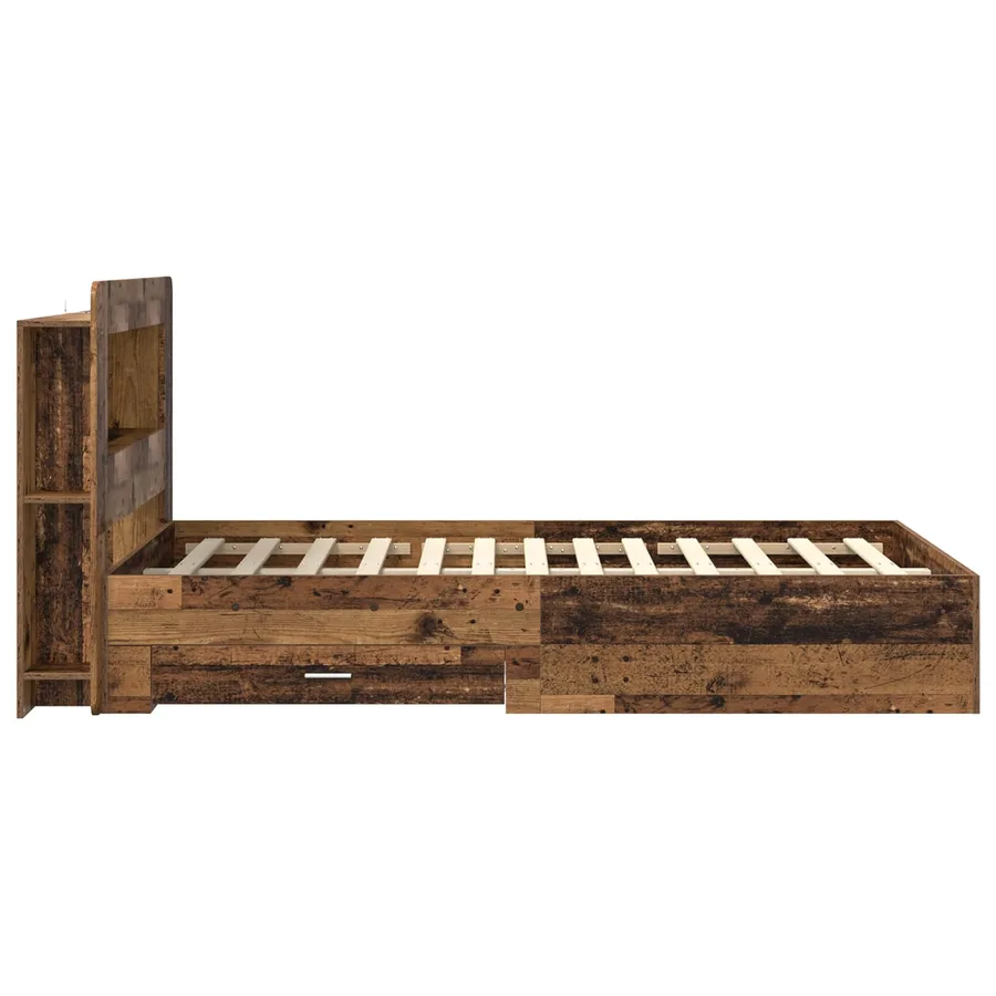 Cadre de lit avec rangement Bois ancien 120 x 190 cm - 5