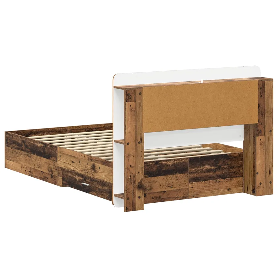 Cadre de lit avec rangement Bois ancien 120 x 190 cm - 6