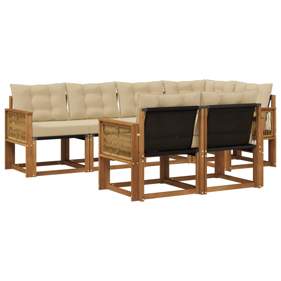 Ensemble de canapés d'extérieur 7 pcs Naturel et Beige - 2