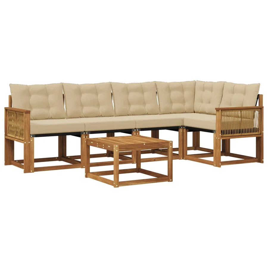 Ensemble de canapés d'extérieur 6 pcs Naturel et Beige - 2