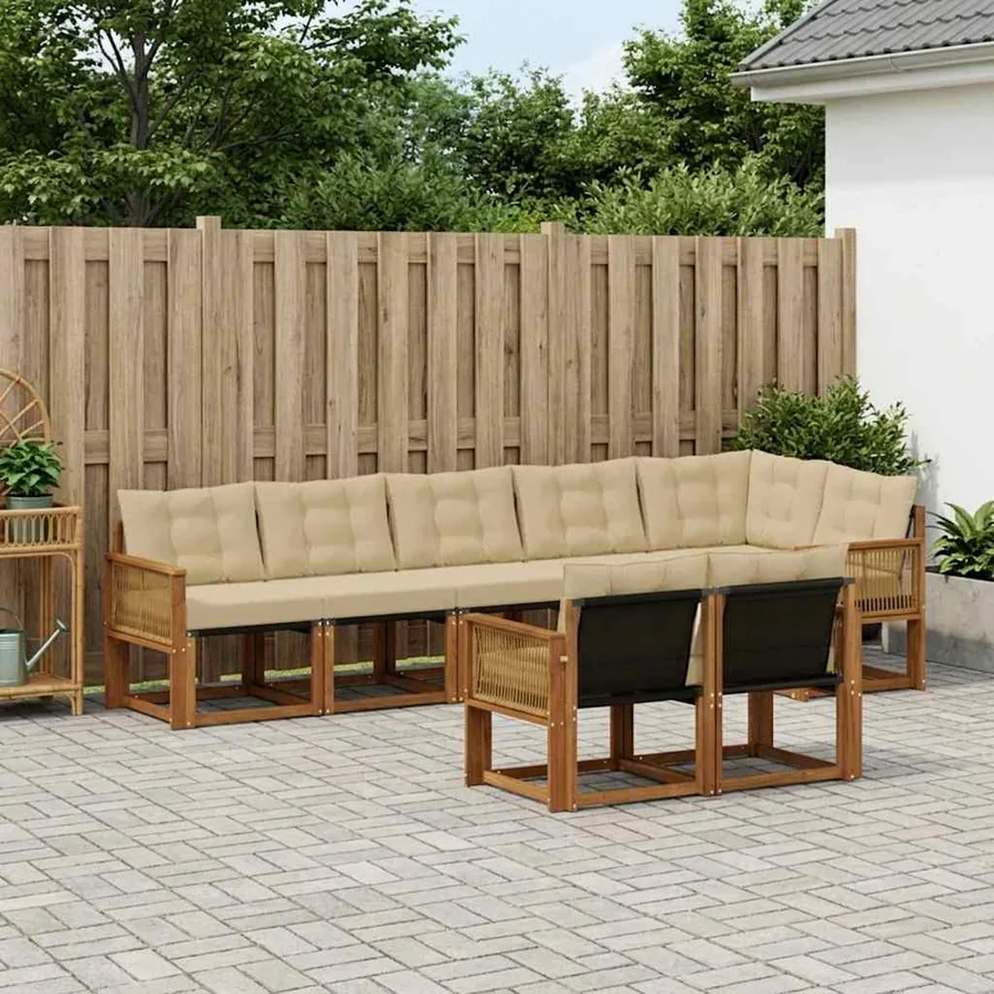 Ensemble de canapés d'extérieur 8 pcs Naturel et Beige