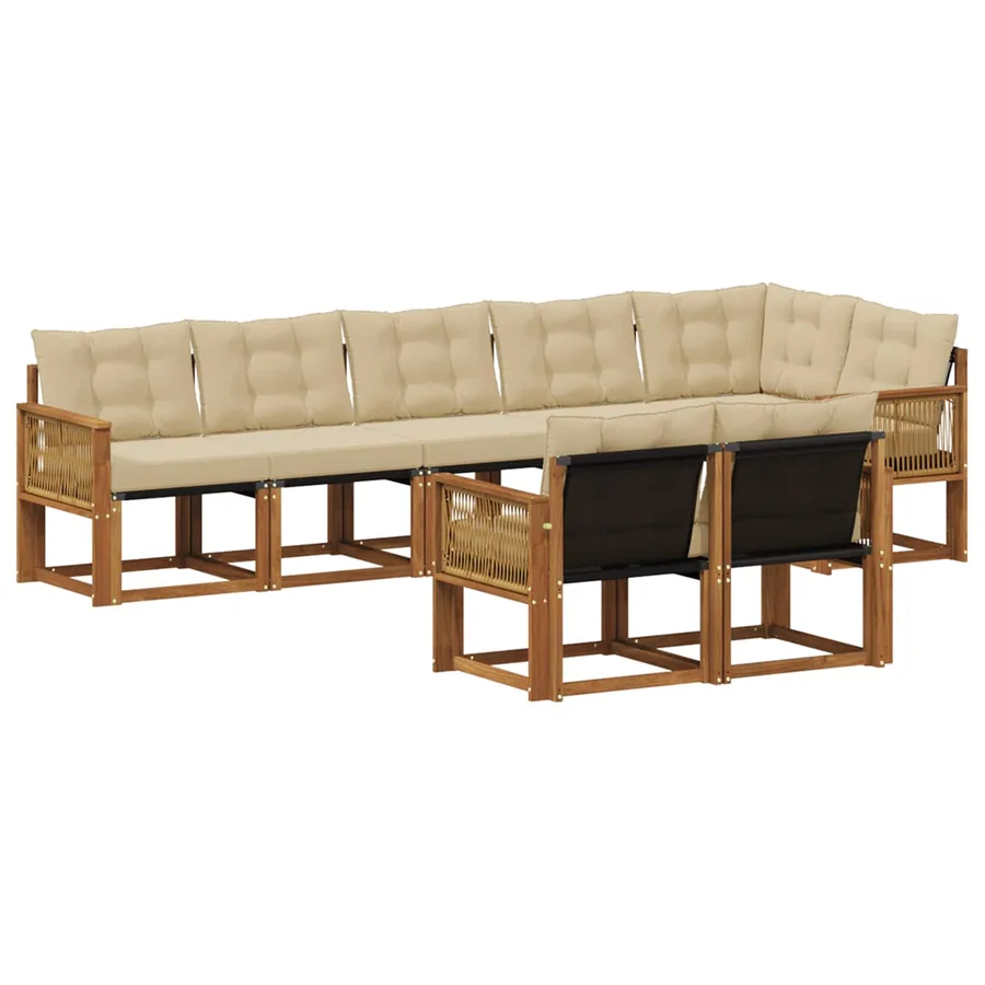 Ensemble de canapés d'extérieur 8 pcs Naturel et Beige - 2